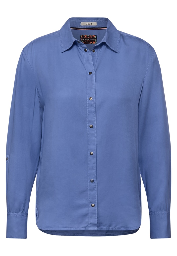 Cecil Damen Langarmbluse Lyocell Bluse in Unifarbe forever blue bequem  online kaufen bei | Blusen