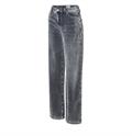 MAC JEANS - WIDELEG, Velvet denim grau