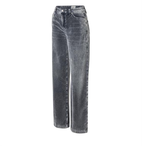 MAC JEANS - WIDELEG, Velvet denim grau