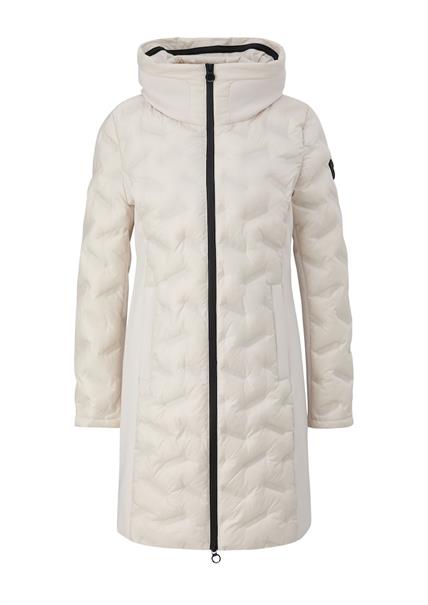 Mantel mit Kapuze im Kragen creme