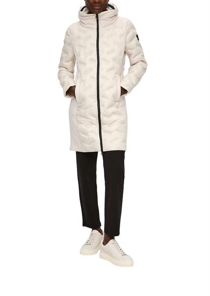 Mantel mit Kapuze im Kragen creme