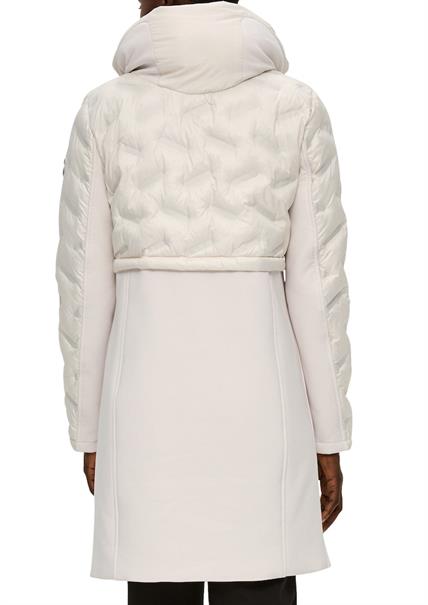 Mantel mit Kapuze im Kragen creme