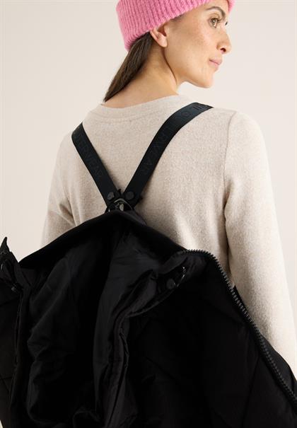 Mantel mit Rucksack Strings black