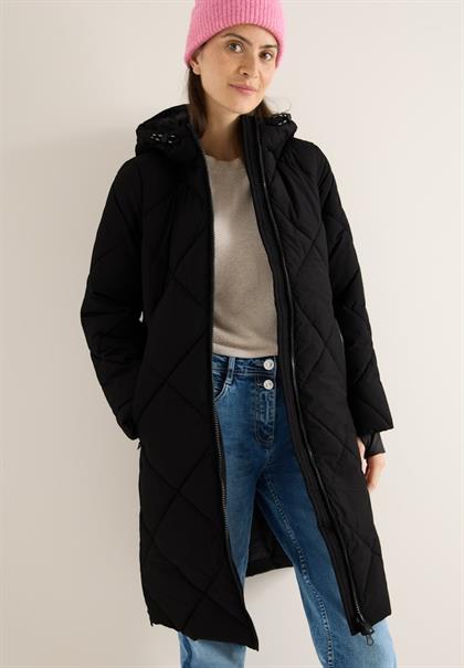 Mantel mit Rucksack Strings black