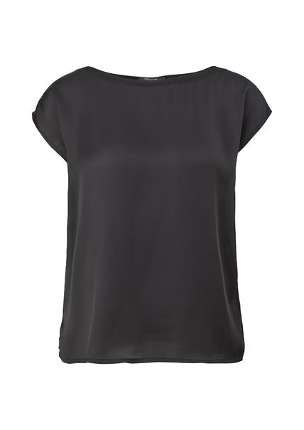 Materialmix-Shirt schwarz