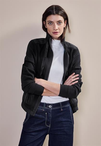 Materialmix Sweatjacke black