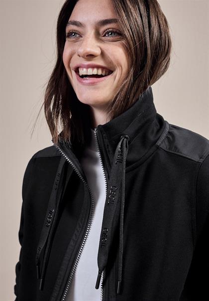 Materialmix Sweatjacke black