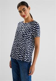 Materialmix T-Shirt deep blue