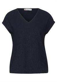 Materialmix T-Shirt deep blue