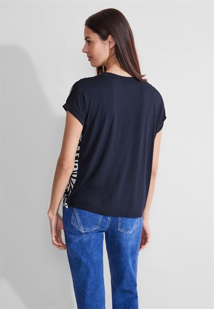 Materialmix T-Shirt deep blue