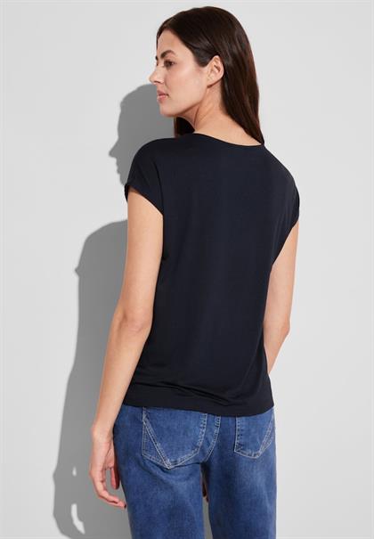 Materialmix T-Shirt deep blue