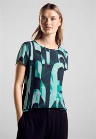 Materialmix-T-Shirt hunter green