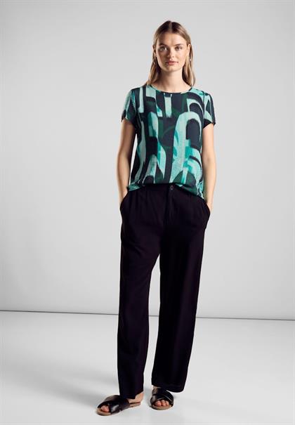 Materialmix-T-Shirt hunter green