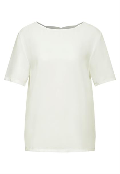 Materialmix T-Shirt off white