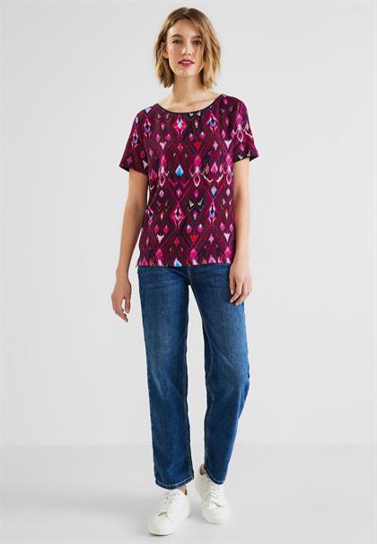 Materialmix T-Shirt tamed berry