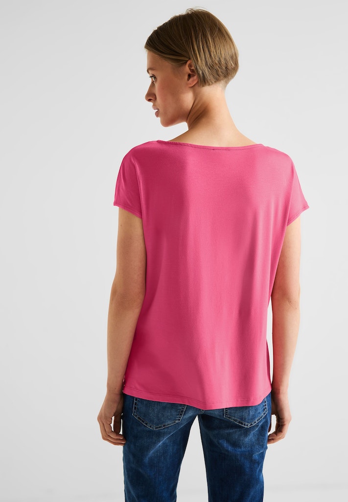 Street One Damen T-Shirt Materialmixshirt mit Cut-Out cool vintage green  bequem online kaufen bei