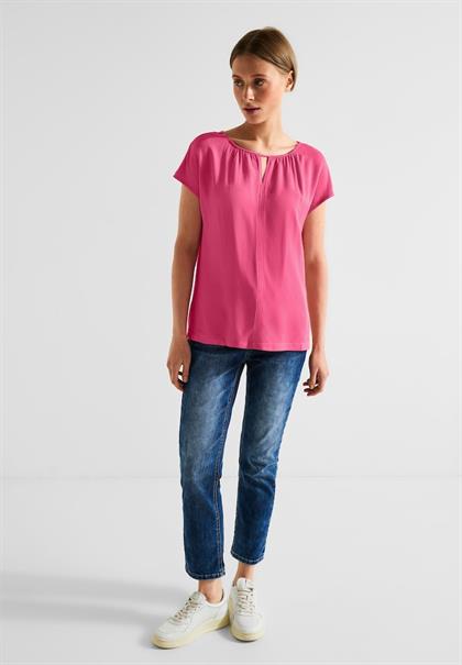 Materialmixshirt mit Cut-Out berry rose