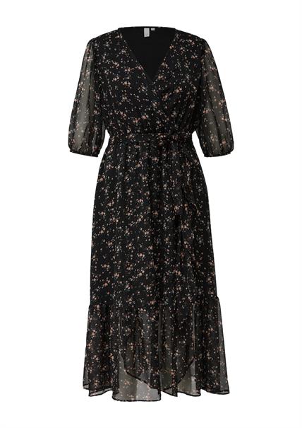 Maxi-Kleid mit All-over-Print schwarz