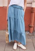 Maxi-Rock mit Paperbagbund light blue soft wash
