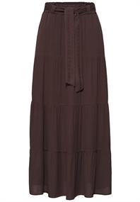 Maxi-Rock mit Volants und Gürteldetail espresso brown