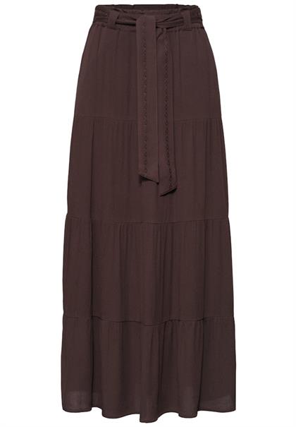 Maxi-Rock mit Volants und Gürteldetail espresso brown