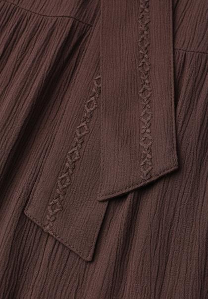Maxi-Rock mit Volants und Gürteldetail espresso brown