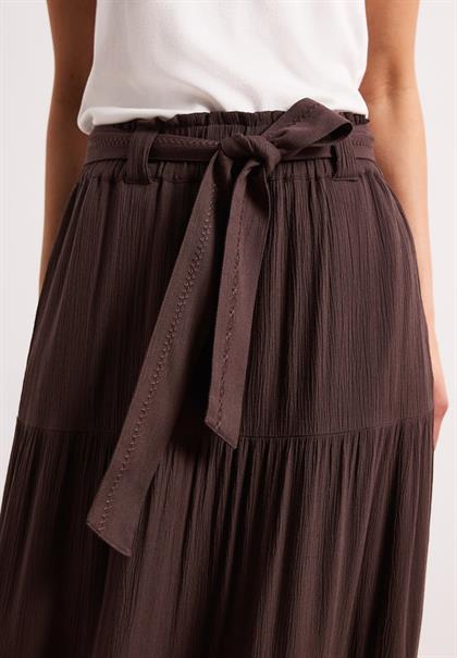 Maxi-Rock mit Volants und Gürteldetail espresso brown