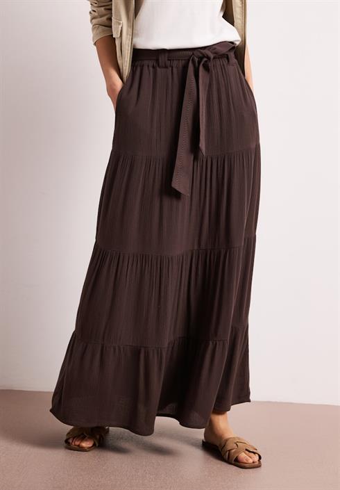 maxi-rock-mit-volants-und-gürteldetail-espresso-brown