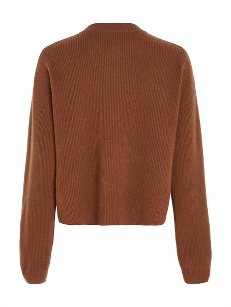 MD WOOL CASH C-NK CARDIGAN natural cognac