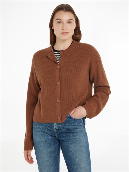 MD WOOL CASH C-NK CARDIGAN natural cognac