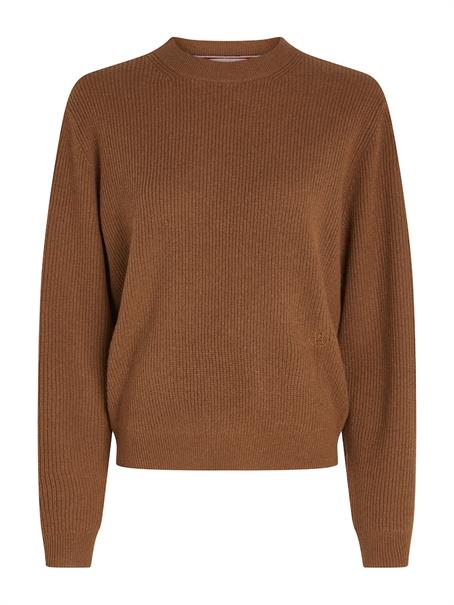 MD WOOL CASH C-NK SWEATER natural cognac