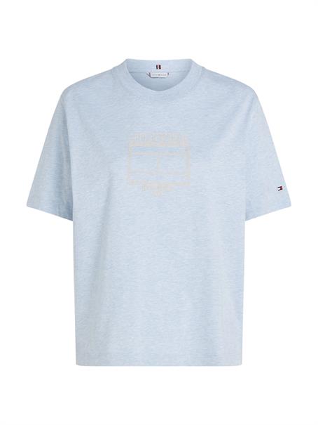 MDRN OUTLINE FLAG C-NK TEE ice blue heather