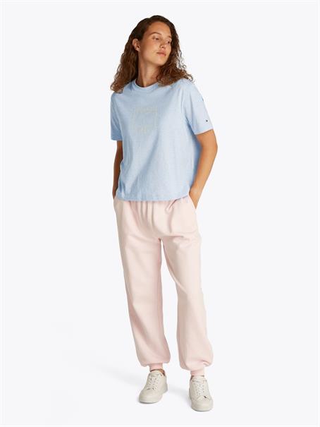 MDRN OUTLINE FLAG C-NK TEE ice blue heather