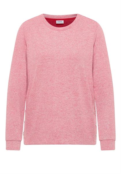 Melange Shirt mit Knöpfen fiery red melange