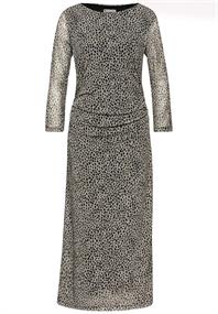 Mesh-Kleid mit Leo-Muster sanded beige