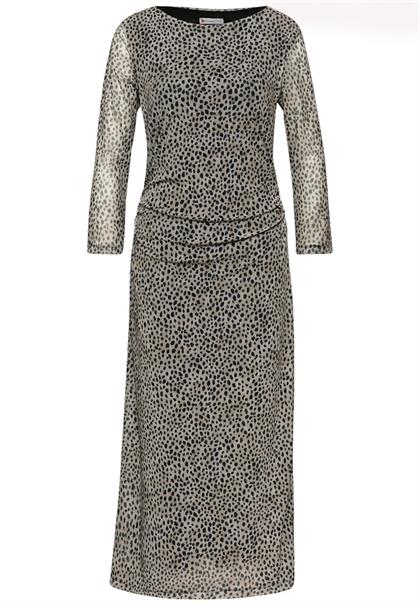Mesh-Kleid mit Leo-Muster sanded beige
