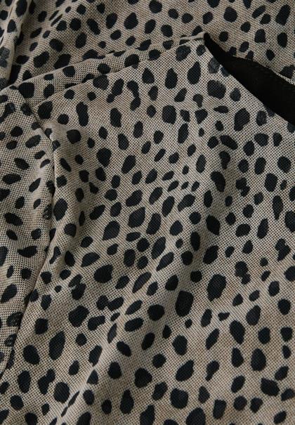 Mesh-Kleid mit Leo-Muster sanded beige