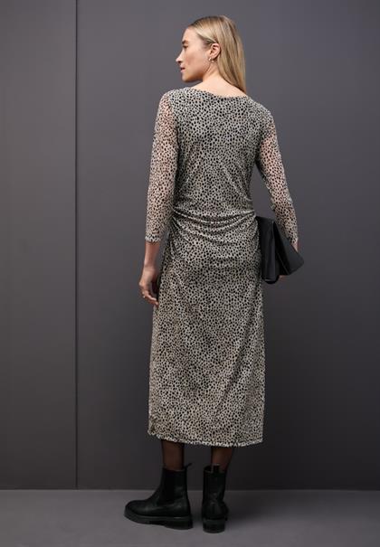 Mesh-Kleid mit Leo-Muster sanded beige