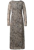 Mesh-Kleid mit Leo-Print creamy brown