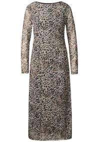 Mesh-Kleid mit Leo-Print creamy brown