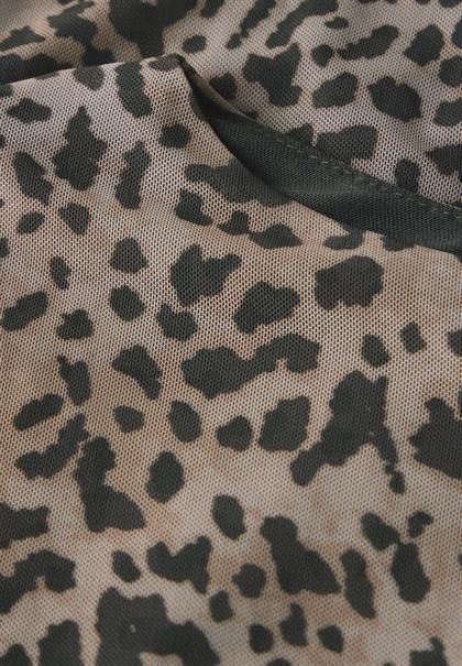 Mesh-Kleid mit Leo-Print creamy brown