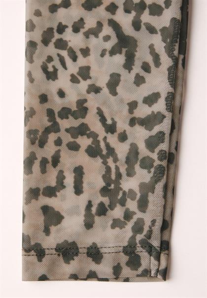 Mesh-Kleid mit Leo-Print creamy brown