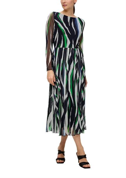 Mesh-Kleid mit Plisseefalten blau