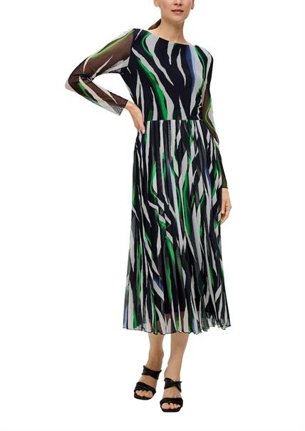 Mesh-Kleid mit Plisseefalten blau