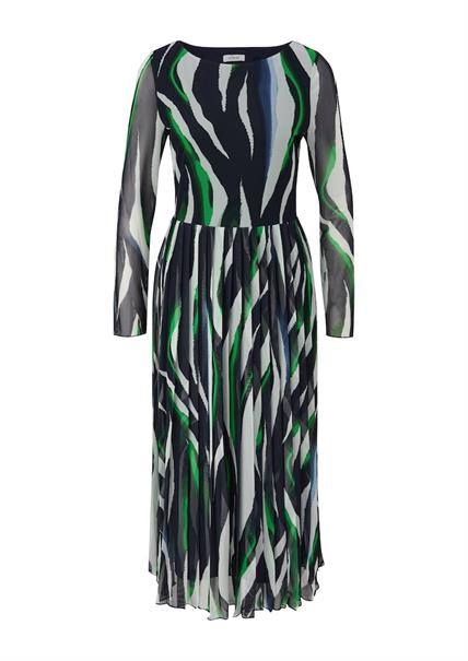 Mesh-Kleid mit Plisseefalten blau