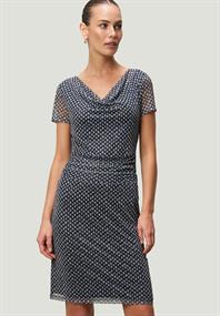 Mesh-Kleid mit Wasserfallausschnitt bluecream