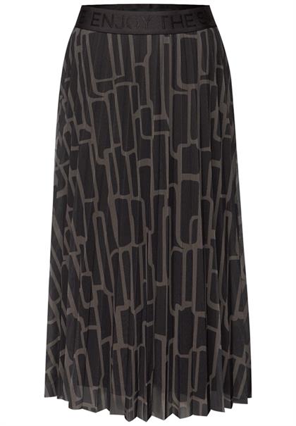 Mesh Plissée Rock mit Print darkest brown