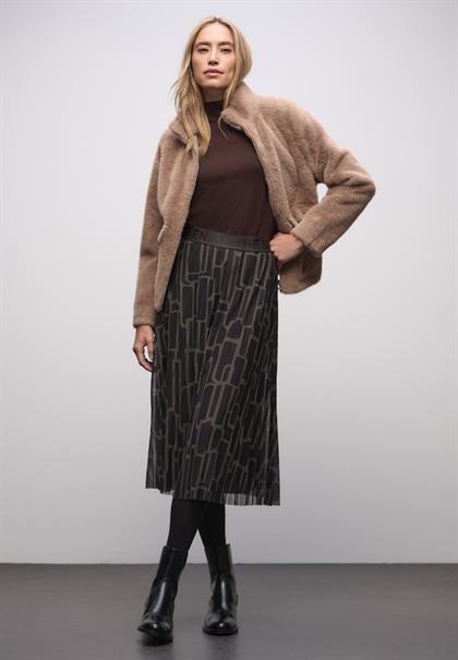 Mesh Plissée Rock mit Print darkest brown