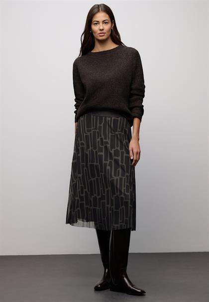 Mesh Plissée Rock mit Print darkest brown