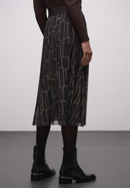 Mesh Plissée Rock mit Print darkest brown